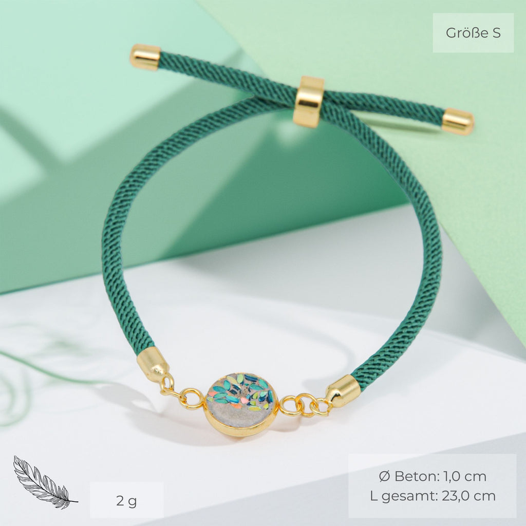 Beton Armband Kordel Grün Pailetten Small
