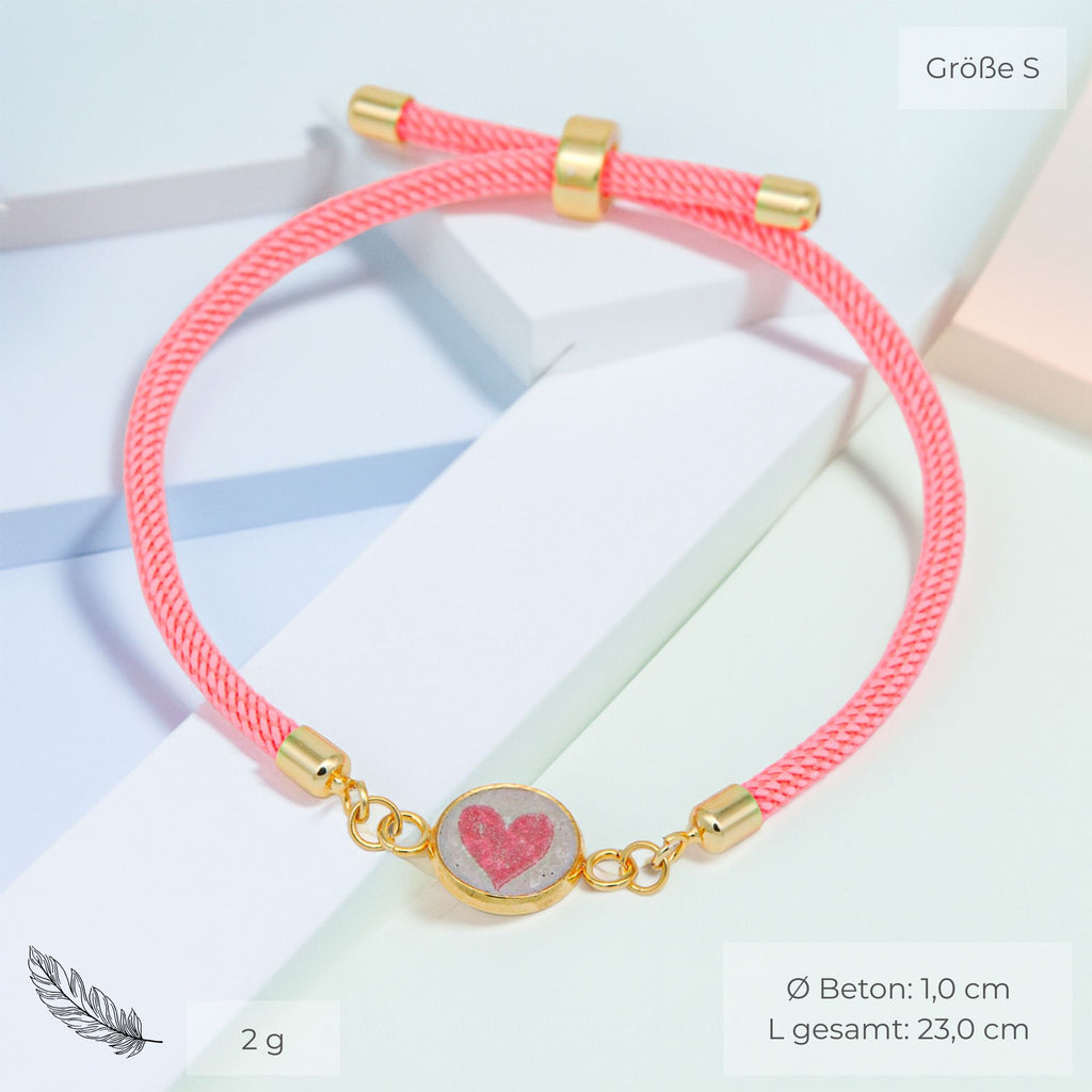 Beton Armband Kordel Pink Small
