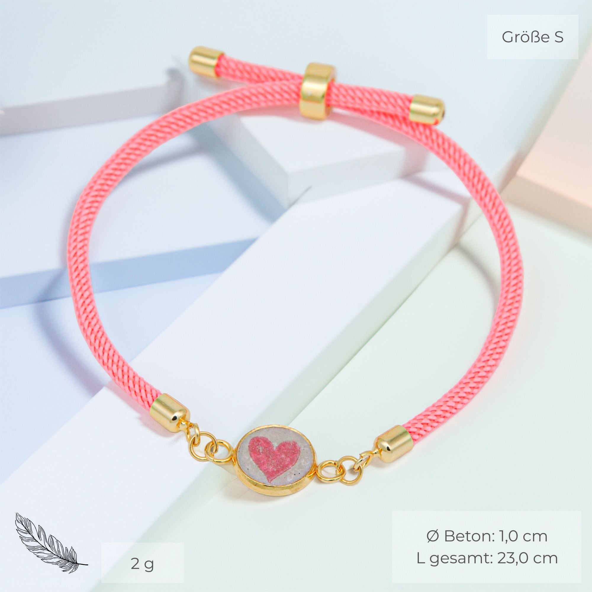Beton Armband Kordel Pink Small