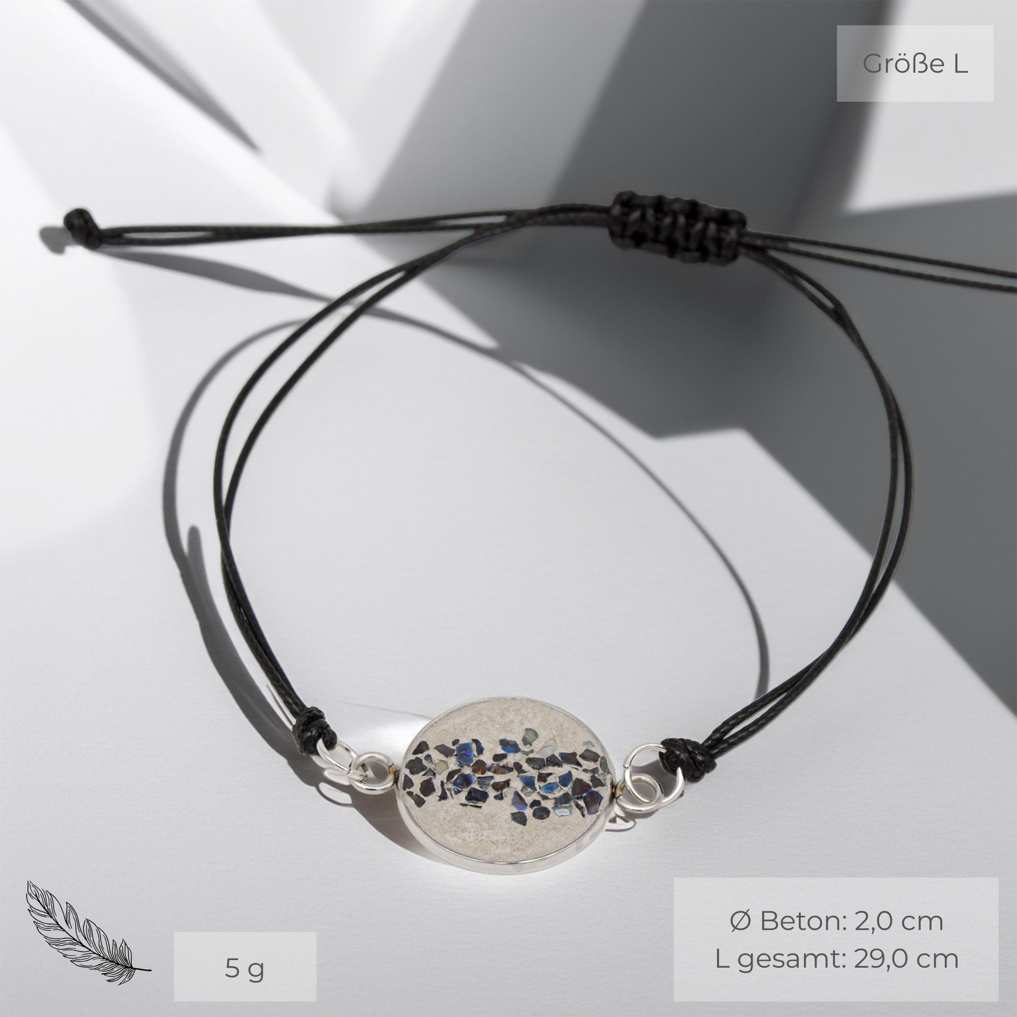 Beton Armband Kordel Schwarz Blau