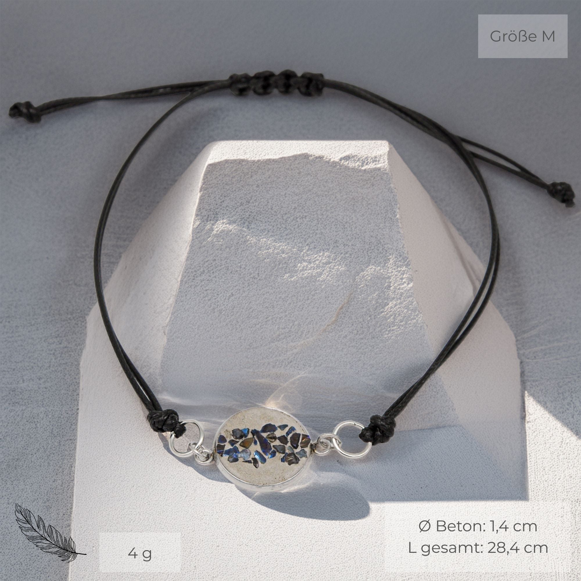 Beton Armband Kordel Schwarz Blau