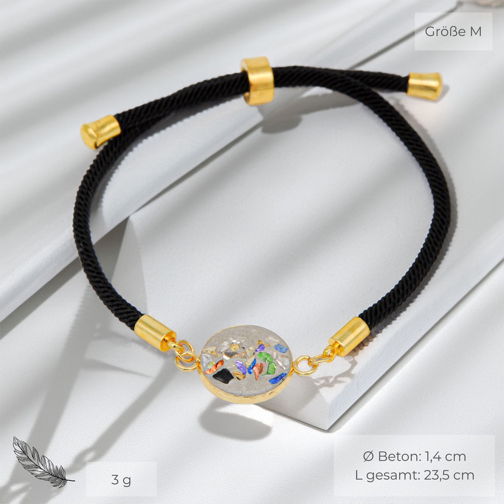 Beton Armband Kordel Schwarz Bunt