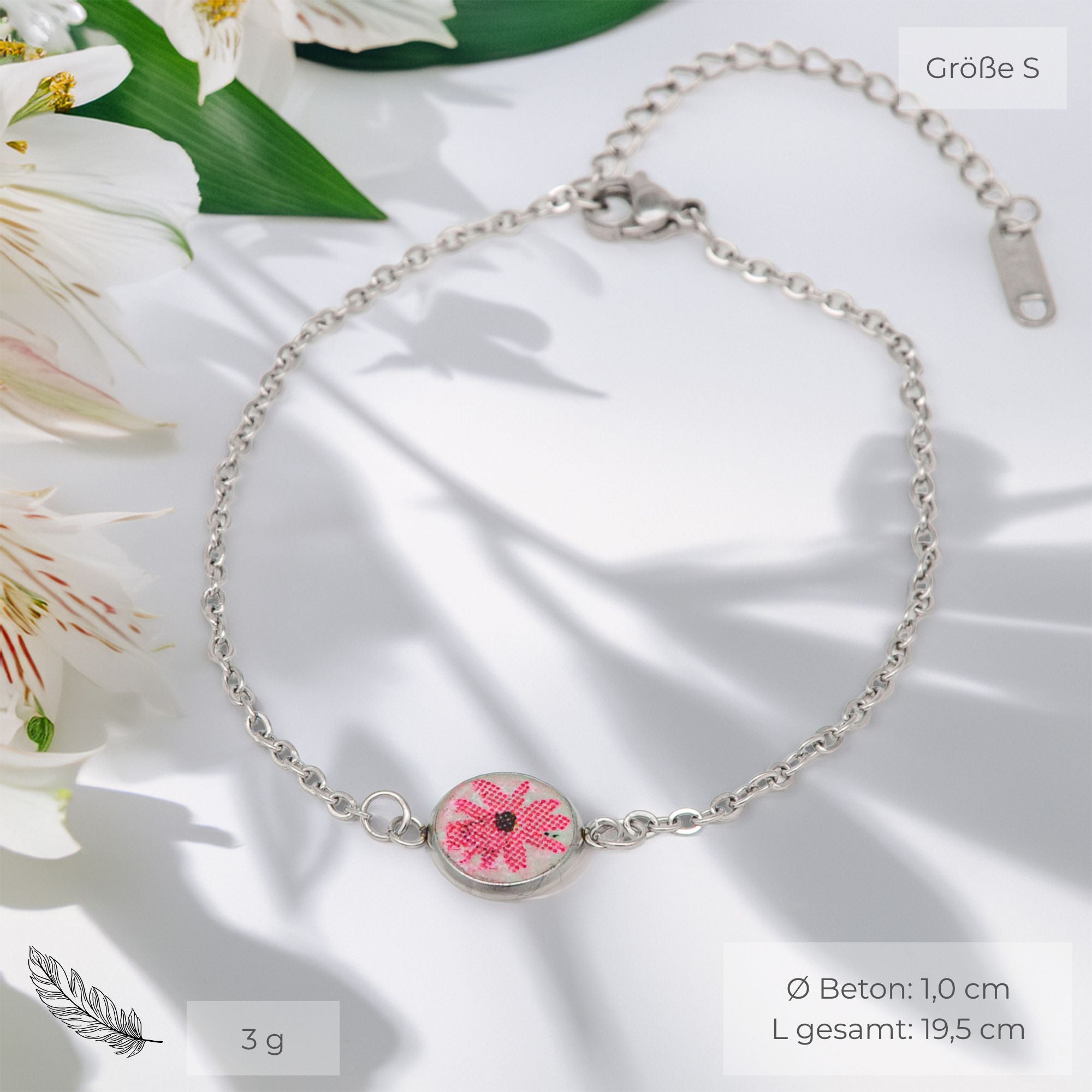 Beton Armband Silberkette Daisy Small
