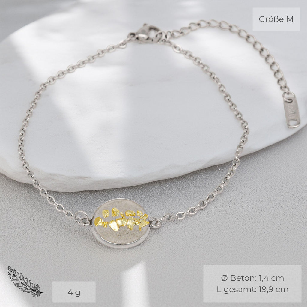 Beton Armband Silberkette Gold Medium