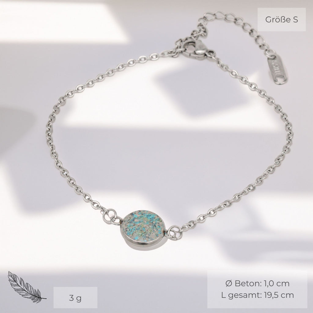 Beton Armband Silberkette Teal Small