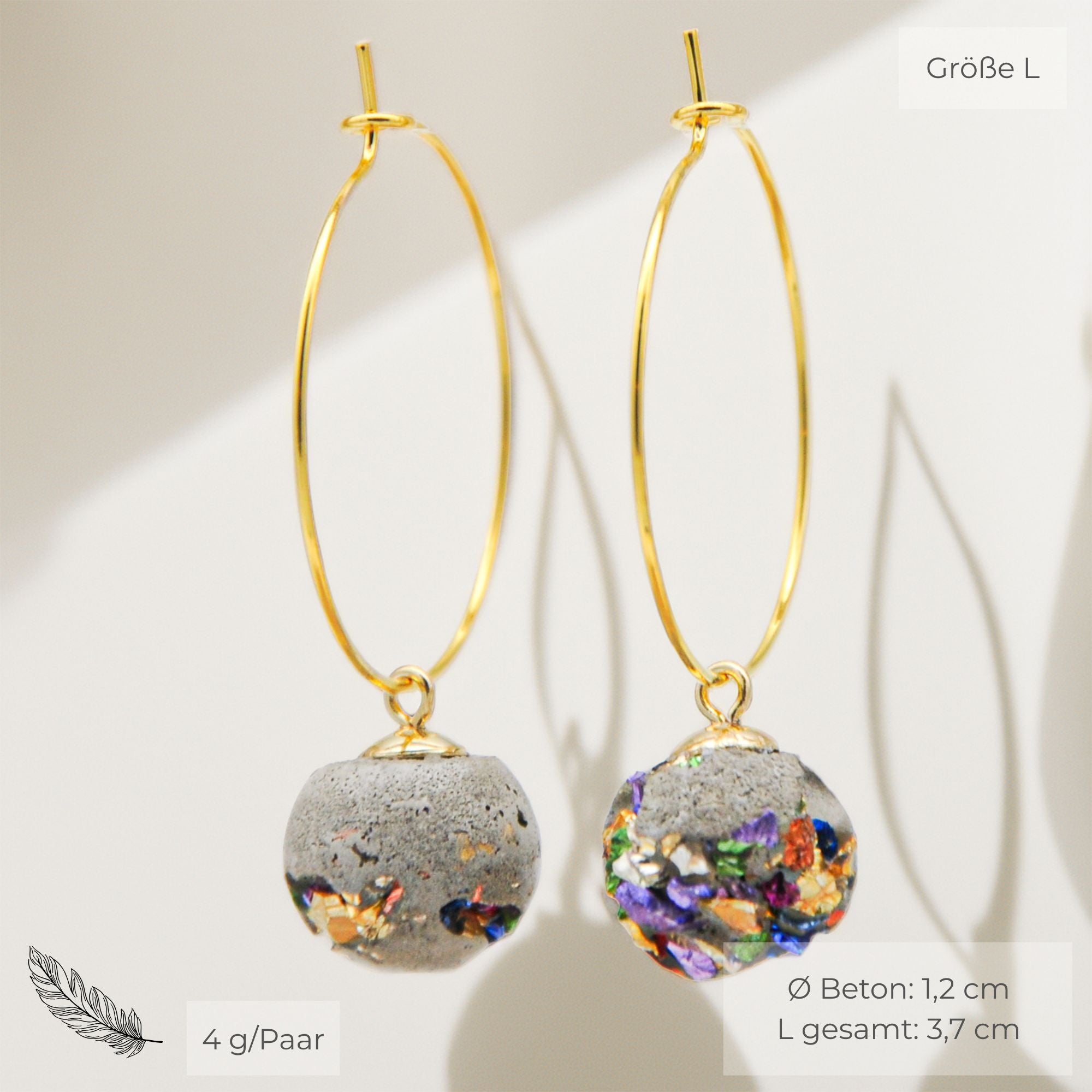 Beton Ohrringe Kugel Bunt – Supreme Edition