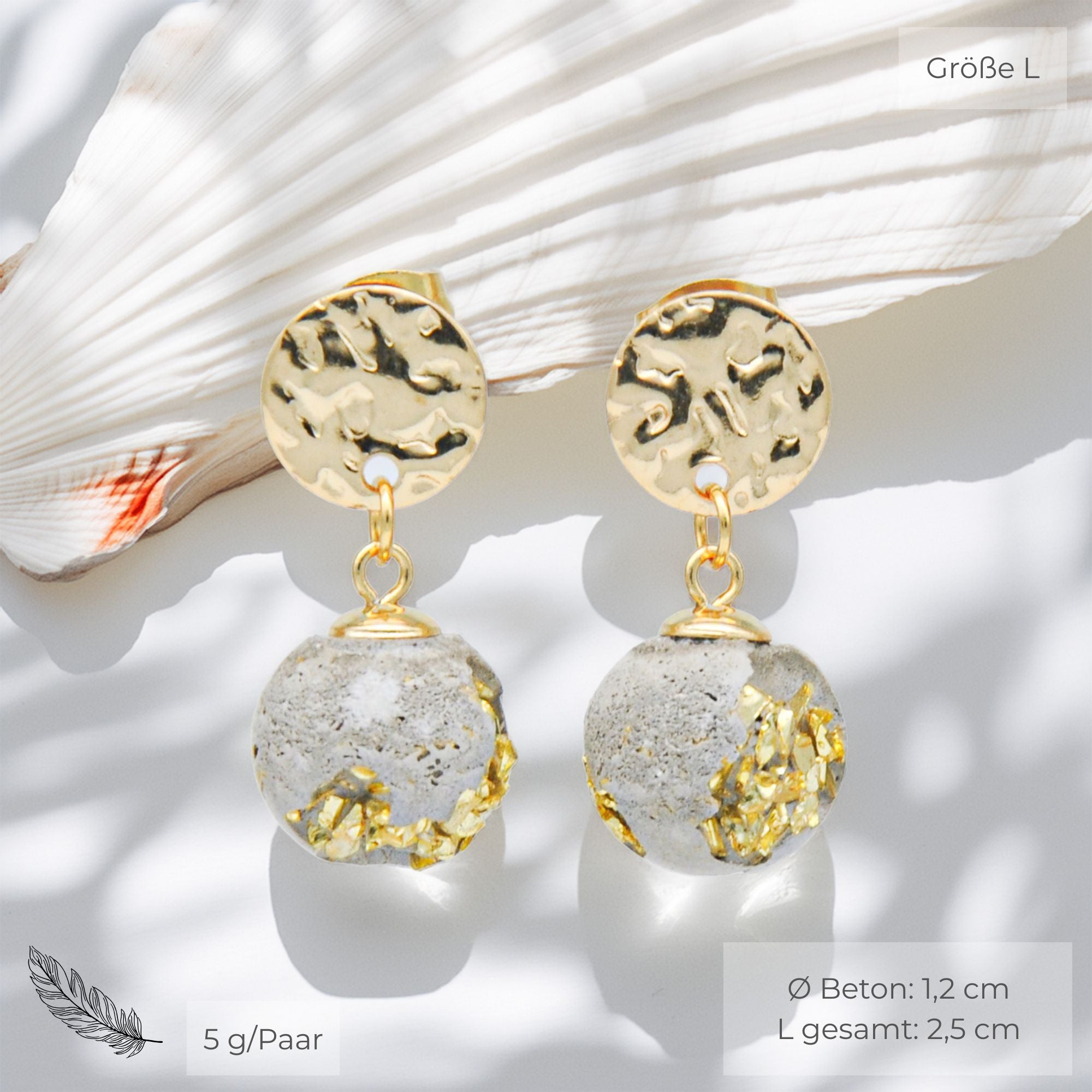 Beton Ohrringe Kugel Gold – Supreme Edition