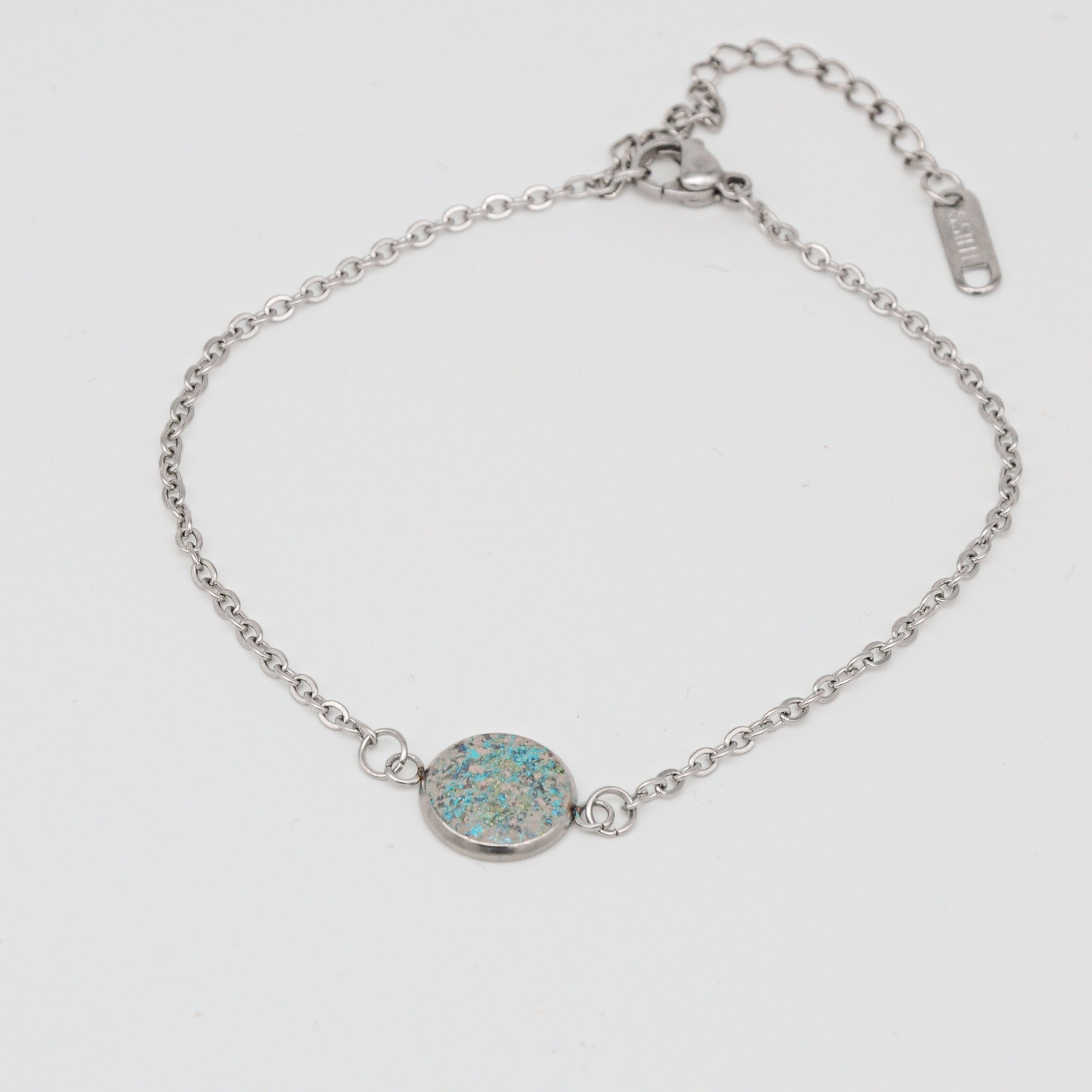 Beton Armband Silberkette Teal Small – Handmade in Austria