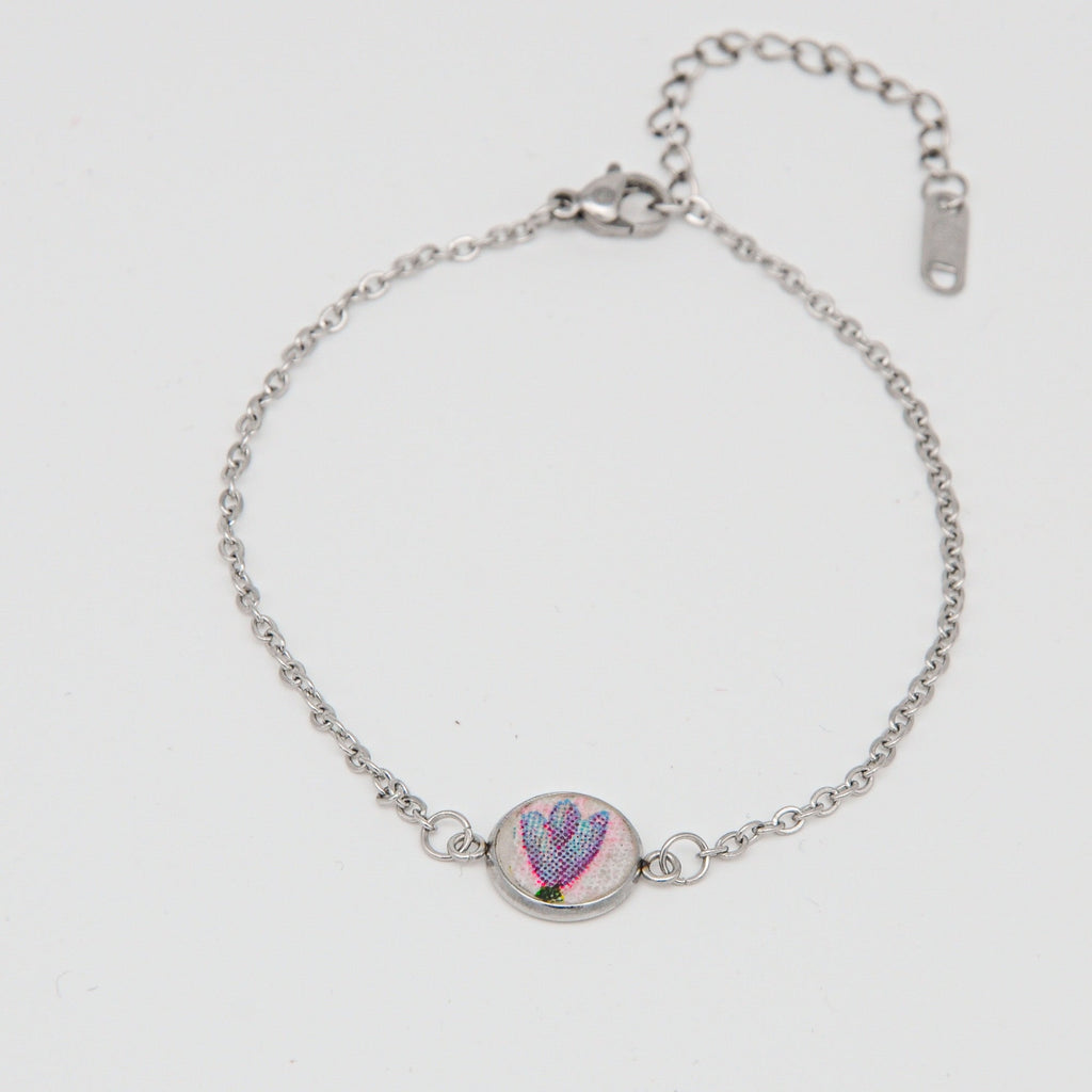 Beton Armband Silberkette Lavendel Small – Handmade in Austria