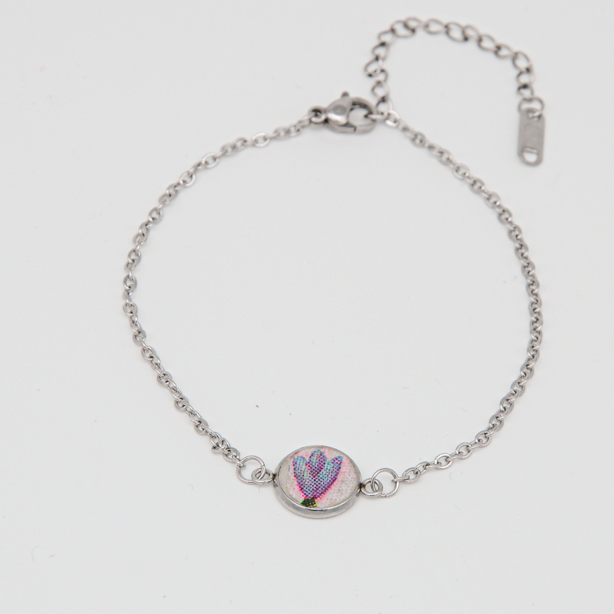 Beton Armband Silberkette Lavendel Small – Handmade in Austria
