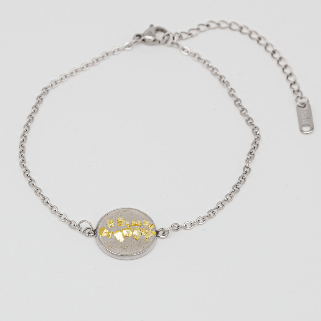 Beton Armband Silberkette Blattgold Medium – Handmade in Austria