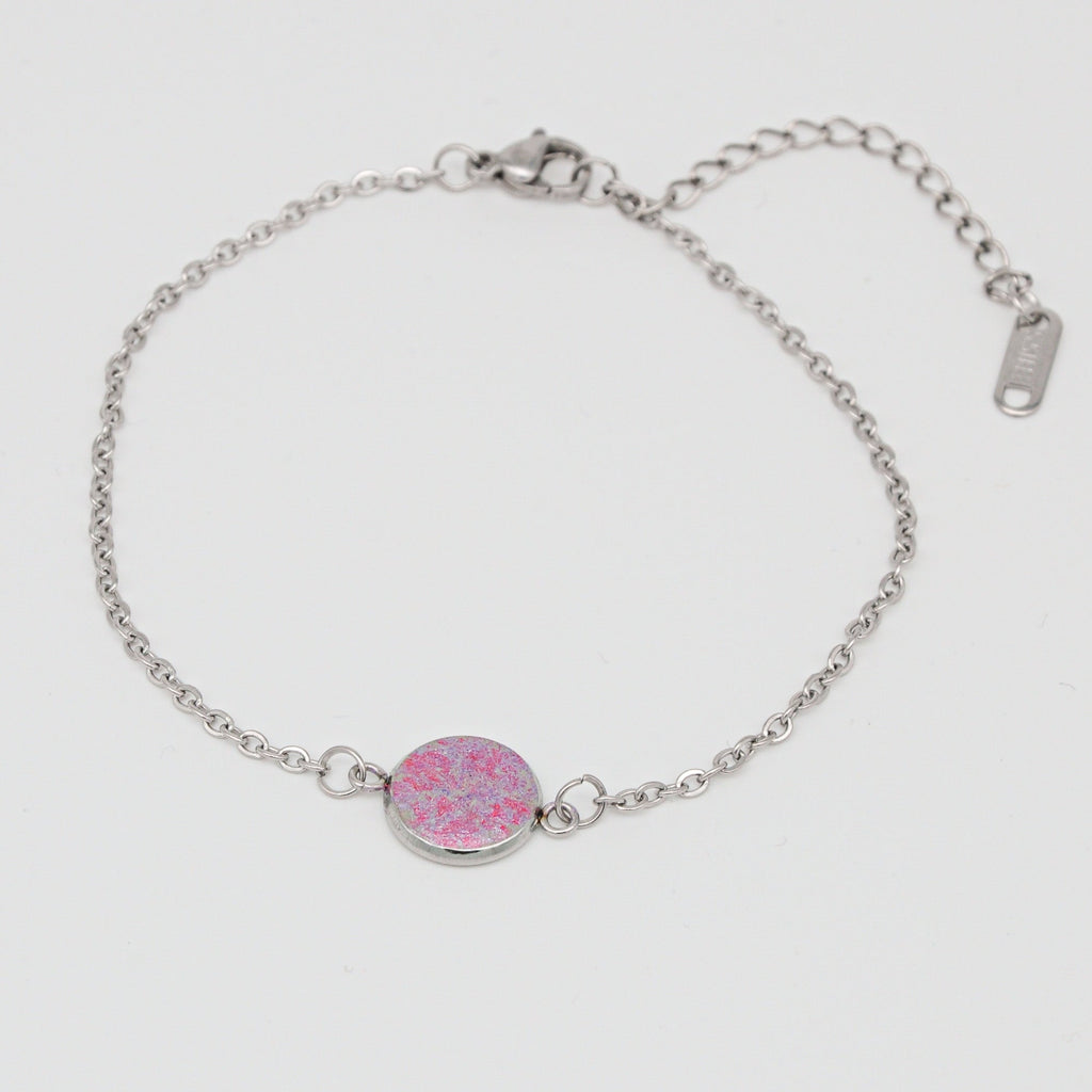 Beton Armband Silberkette Magenta Small – Handmade in Austria