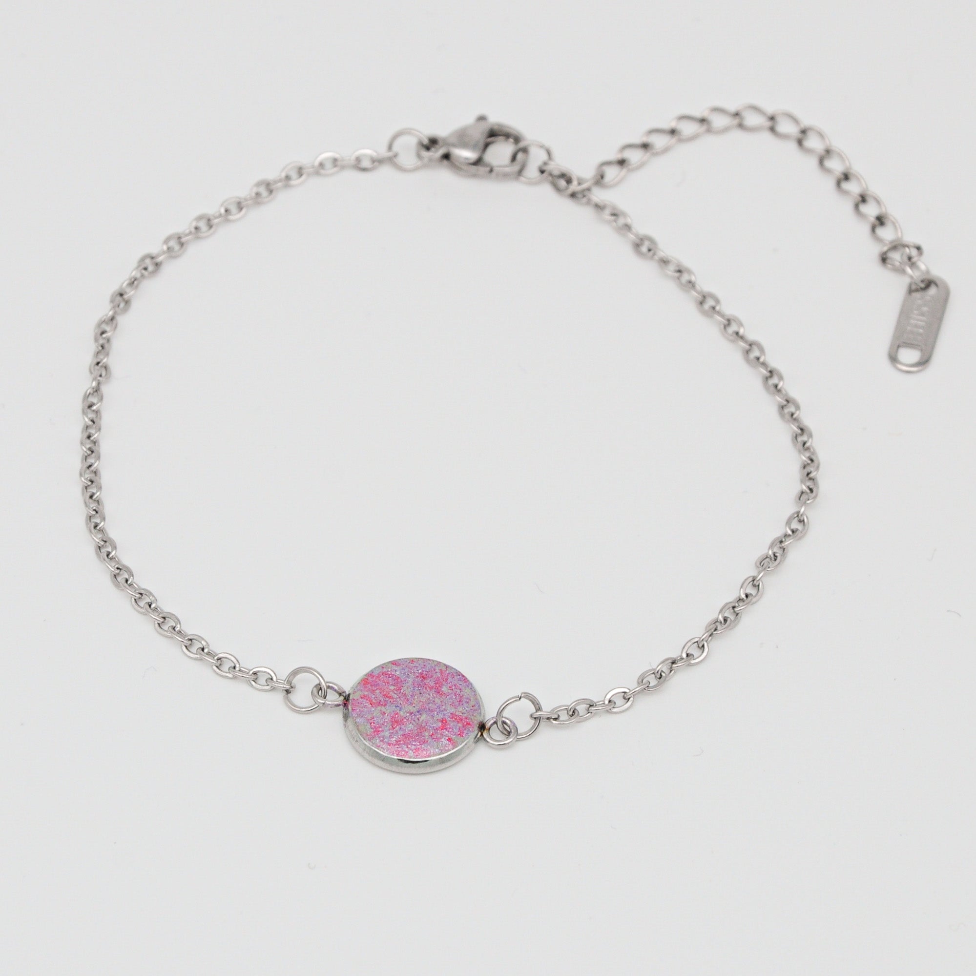 Beton Armband Silberkette Magenta Small – Handmade in Austria