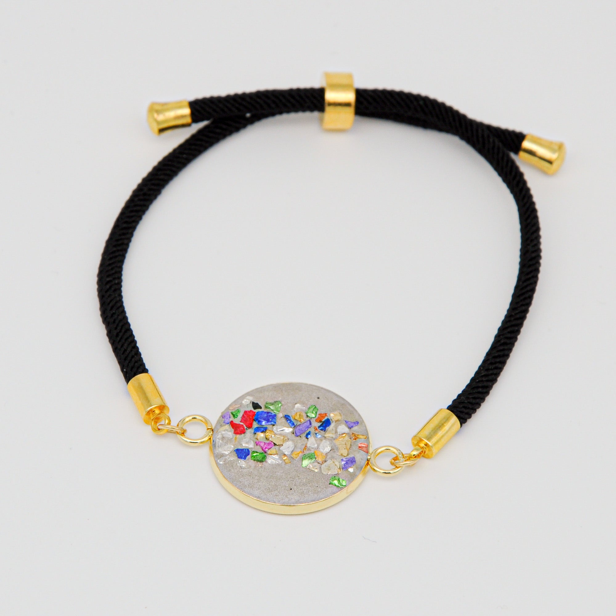 Beton Armband Kordel Schwarz Bunt