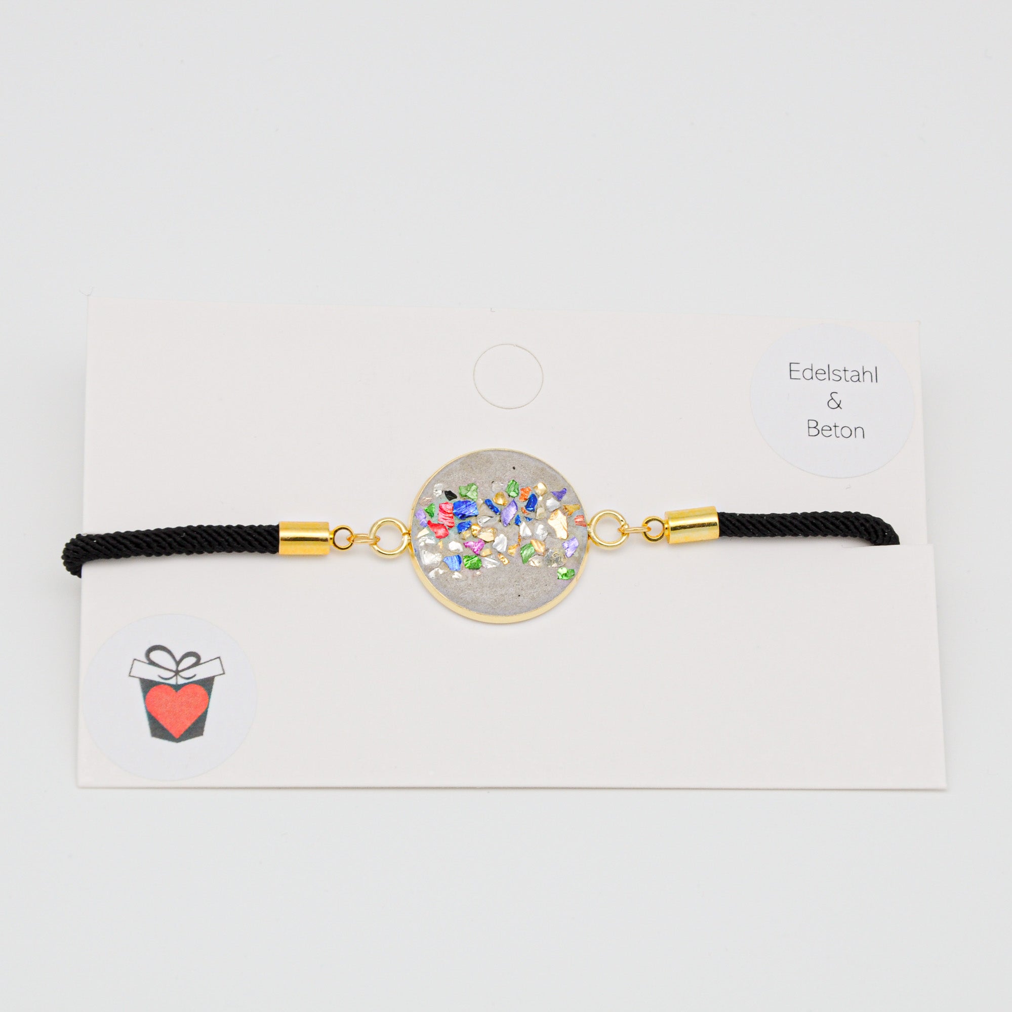 Beton Armband Kordel Schwarz Bunt (Large) – Ansicht 3