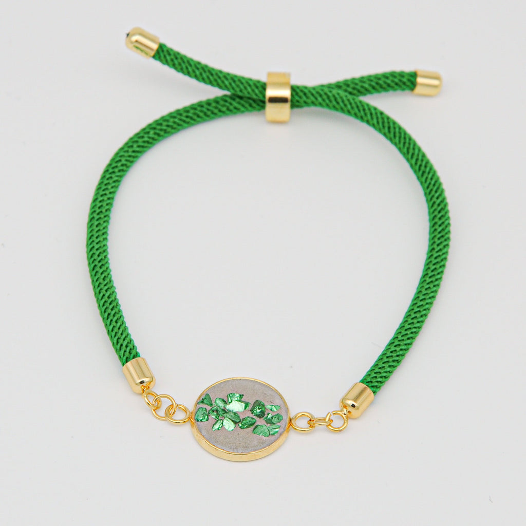 Beton Armband Kordel Grün Glassplitter Medium