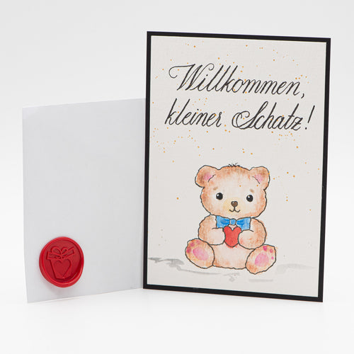 Geburtskarte – Willkommen kleiner Schatz Bär