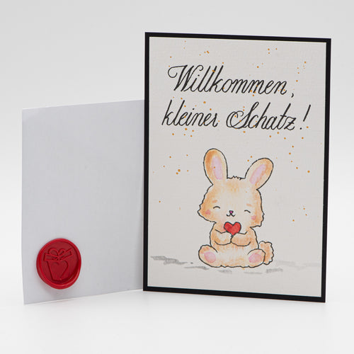 Geburtskarte – Willkommen kleiner Schatz Hase