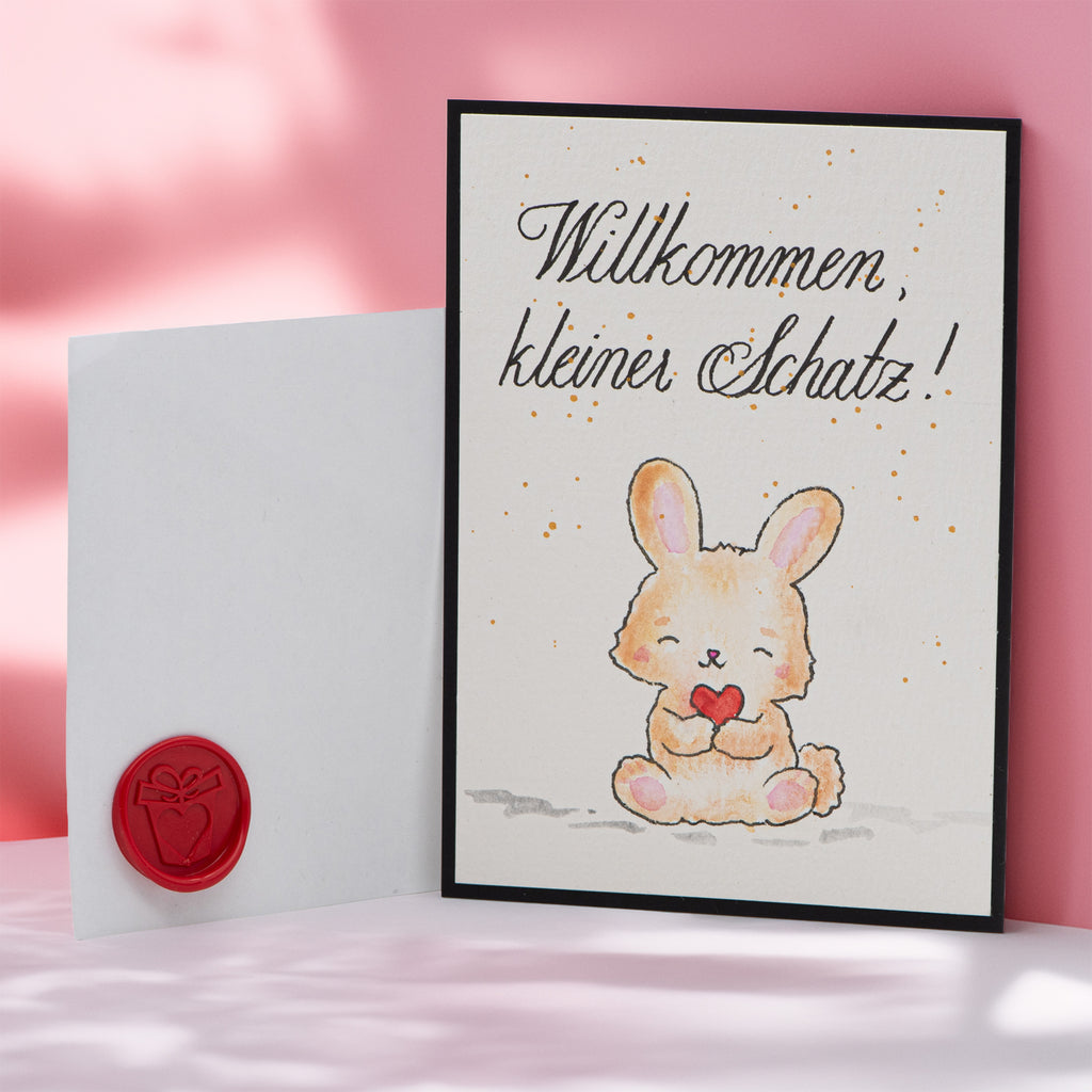 Geburtskarte – Willkommen kleiner Schatz Hase